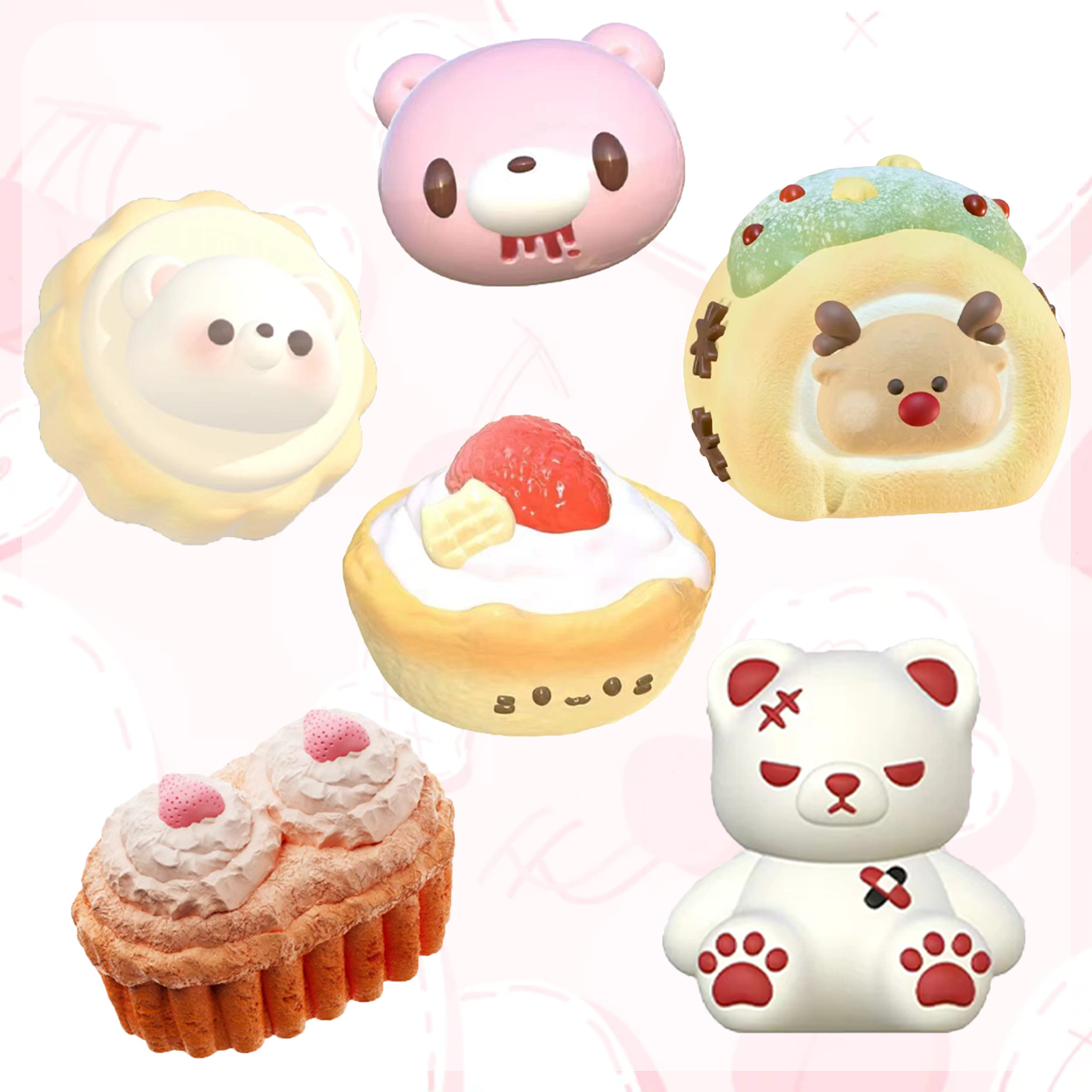 解压圆形熊头饼干捏捏模具DIY烘焙面包食玩模具卡通公仔石膏模具
