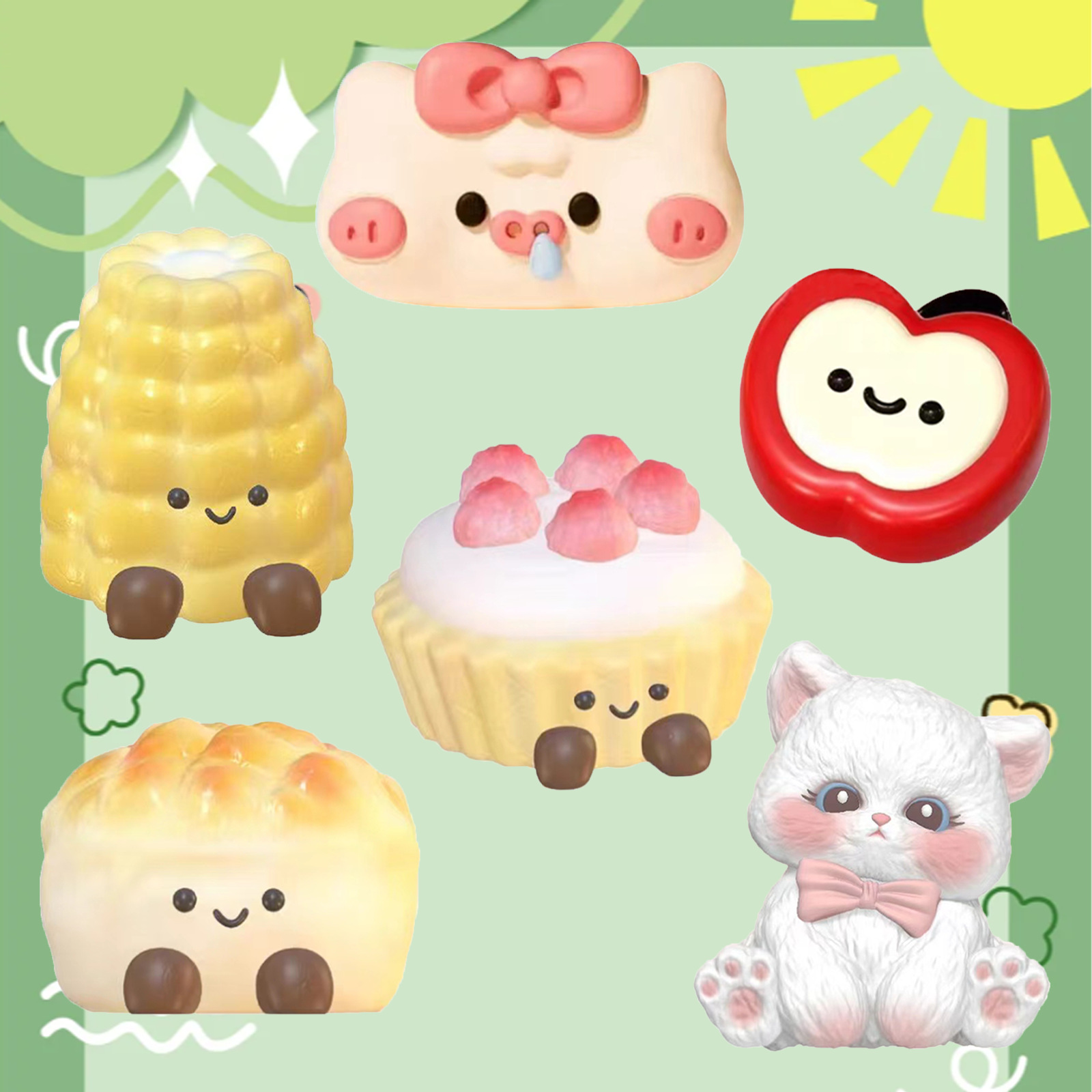 小熊小兔夹心饼干捏捏模具DIY香薰蜡烛石膏模具烘焙蛋糕硅胶模具