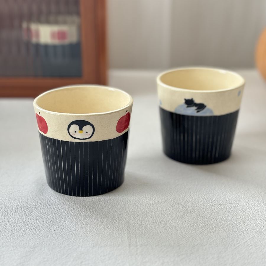 景德镇手作企鹅猪口杯集物岛原创