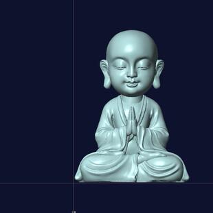MC车铣 3D图档 加工零件车铣复合工艺品加工小和尚图档CNC加工件