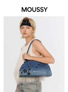 MOUSSY星辰童梦牛仔星星贴布绣波士顿精致贝壳包手提单肩包