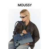 MOUSSY星辰童梦牛仔星星贴布绣手提包单肩女生包包