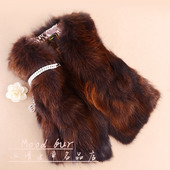 天天特价 气质新款 狐狸毛皮草马甲蓝狐短款 女装 背心皮草马夹女