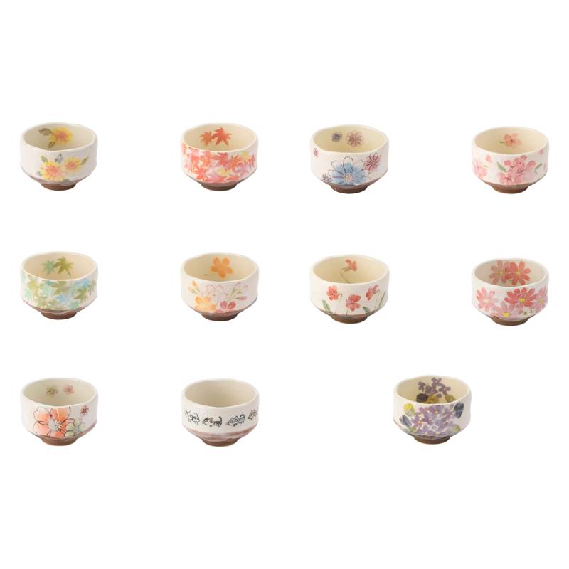 日本进口美浓烧秋枫茶碗系列单只日式陶瓷花卉小碗主人杯茶杯