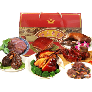 年货豪华礼盒特产万三蹄四菜组合猪肘子东坡肉猪蹄酱排骨卤味熟食