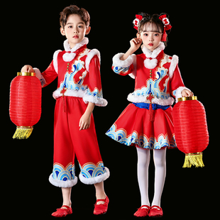 元旦幼儿童喜庆中国风演出服男女童灯笼梦娃舞蹈裙元日打鼓表演服