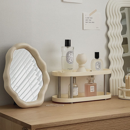 北欧简约桌面收纳架ins风创意撞色多层化妆品香水置物架玄关托盘