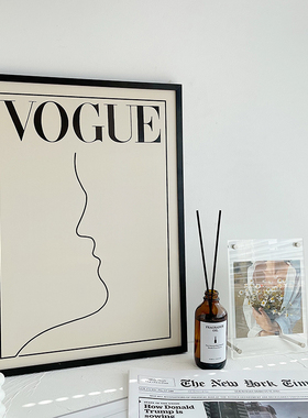 北欧简约时尚线条ins韩风家居现代黑色细边铝框装饰画摆件玄关