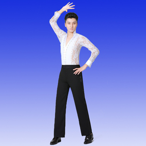 吉特巴舞蹈服夏季新款男士连档拉丁舞衬衫恰恰斗牛摩登舞男款舞服