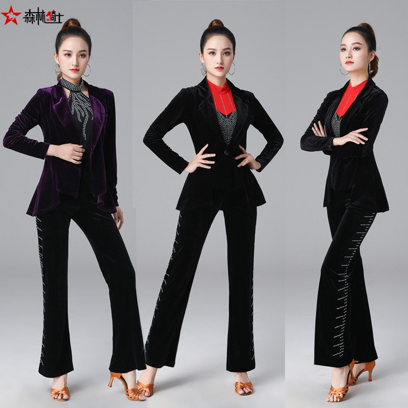 新款金吉特巴丝绒西服女修身显瘦