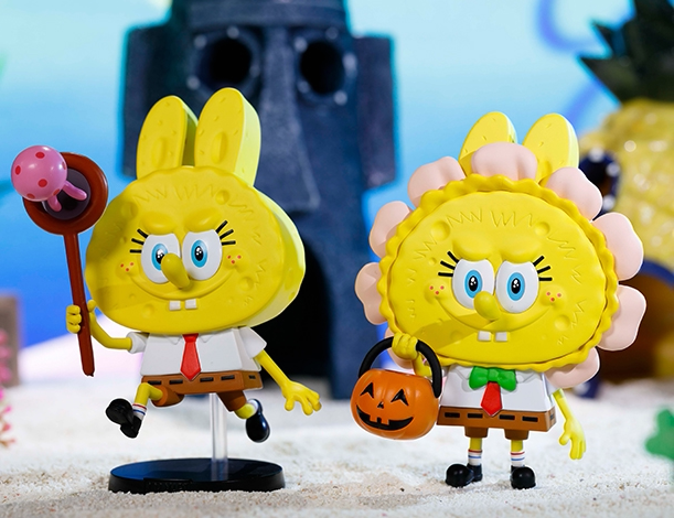 正品现货 popmart泡泡玛特labubu拉布布海绵宝宝系列盲盒摆件手办