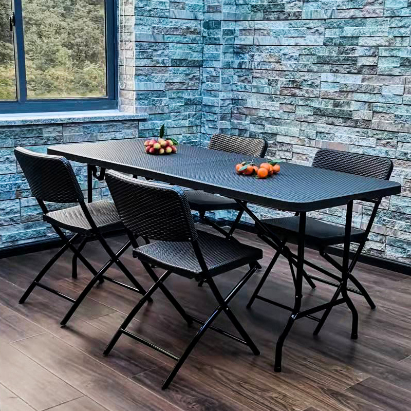 防水防晒仿藤编折叠桌椅