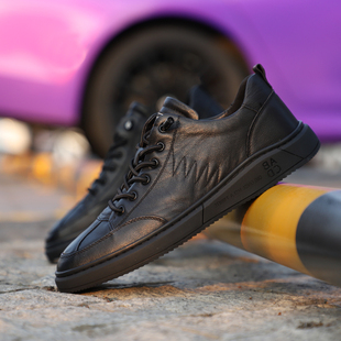 男鞋2025新款春秋季头层牛皮商务男士休闲鞋皮鞋百搭板鞋真皮鞋子