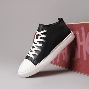 春季新款男士真皮休闲板鞋透气舒适百搭运动鞋时尚潮流高帮鞋