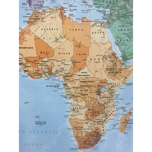 English world map铜版纸双面覆膜防水英文纸质世界地图