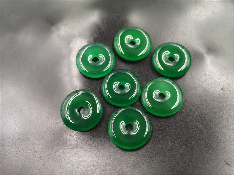 华夏美玉 冰种绿玉髓平安扣吊坠 25mm大孔绿玛瑙平安扣 镶嵌玉钱