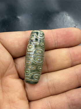 华夏美玉 40毫米绿色36眼天珠玛瑙勒子 筒珠