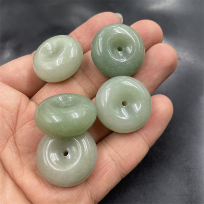 华夏美玉 25毫米天然佘太翠玉算盘珠平安扣手链 手串