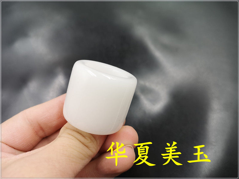 华夏美玉 天然玉石白玉扳指 男款白玉指环 特价玉戒指