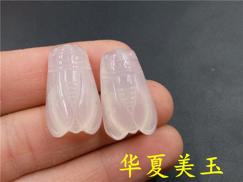 华夏美玉 新款天然正品白玉髓玛瑙小知了吊坠 白玛瑙蝉吊坠 特价