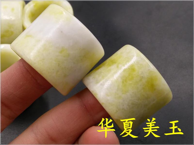 华夏美玉 天然正品A货姜花岫玉扳指 男款玉扳指 特价玉指环