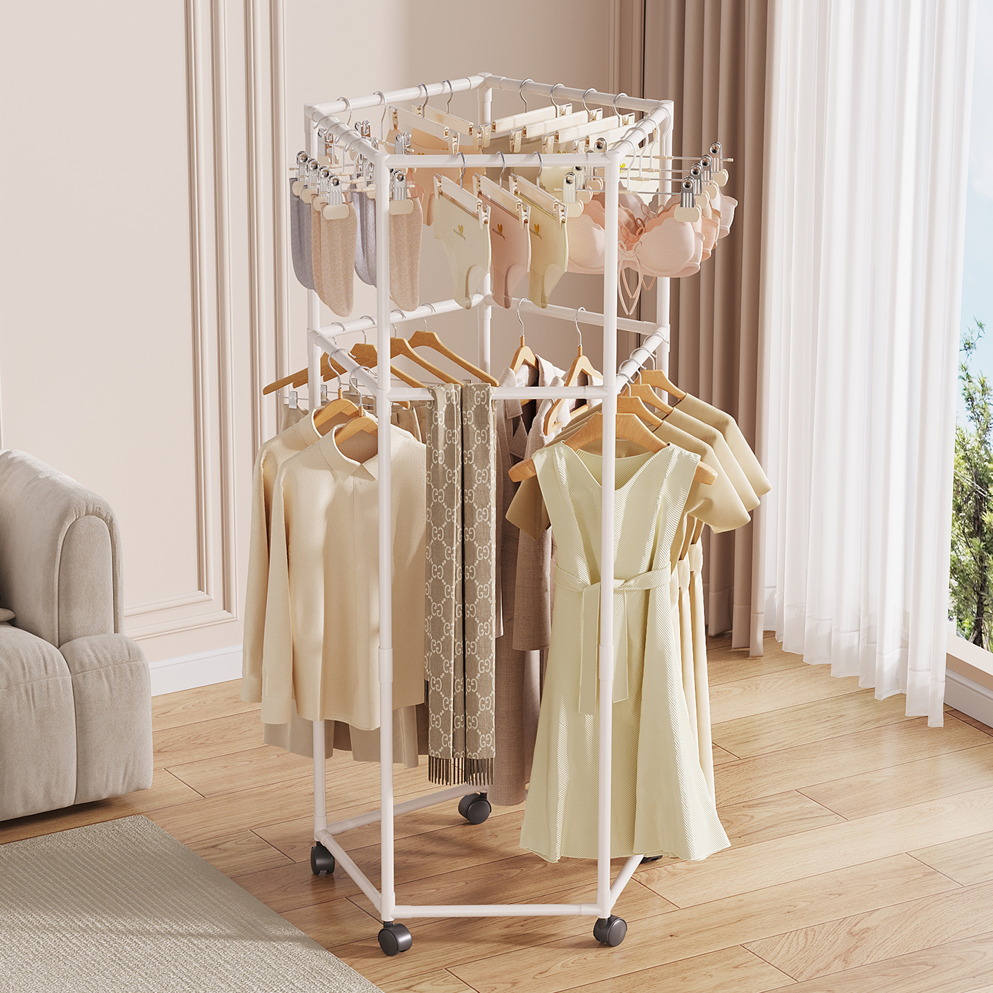 【多边形挂衣架】晒衣服没压力