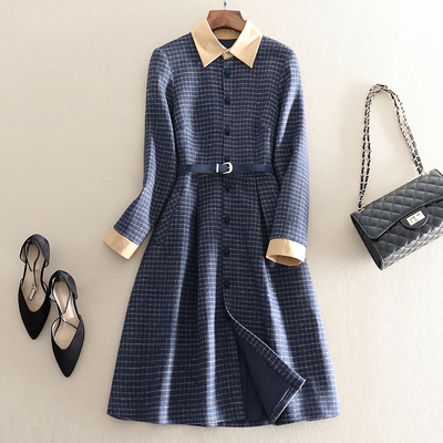 加大码女装呢子秋冬装毛呢格子