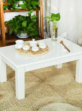 白色实木飘窗桌榻榻米茶几简约和室地台日式矮桌炕家用阳台小桌子