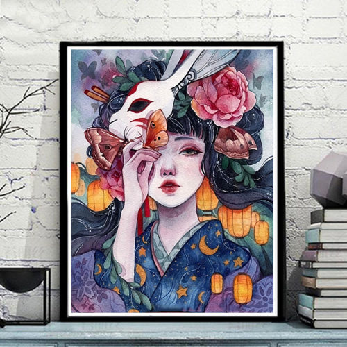 diy数字油画卧室花宴少女大幅