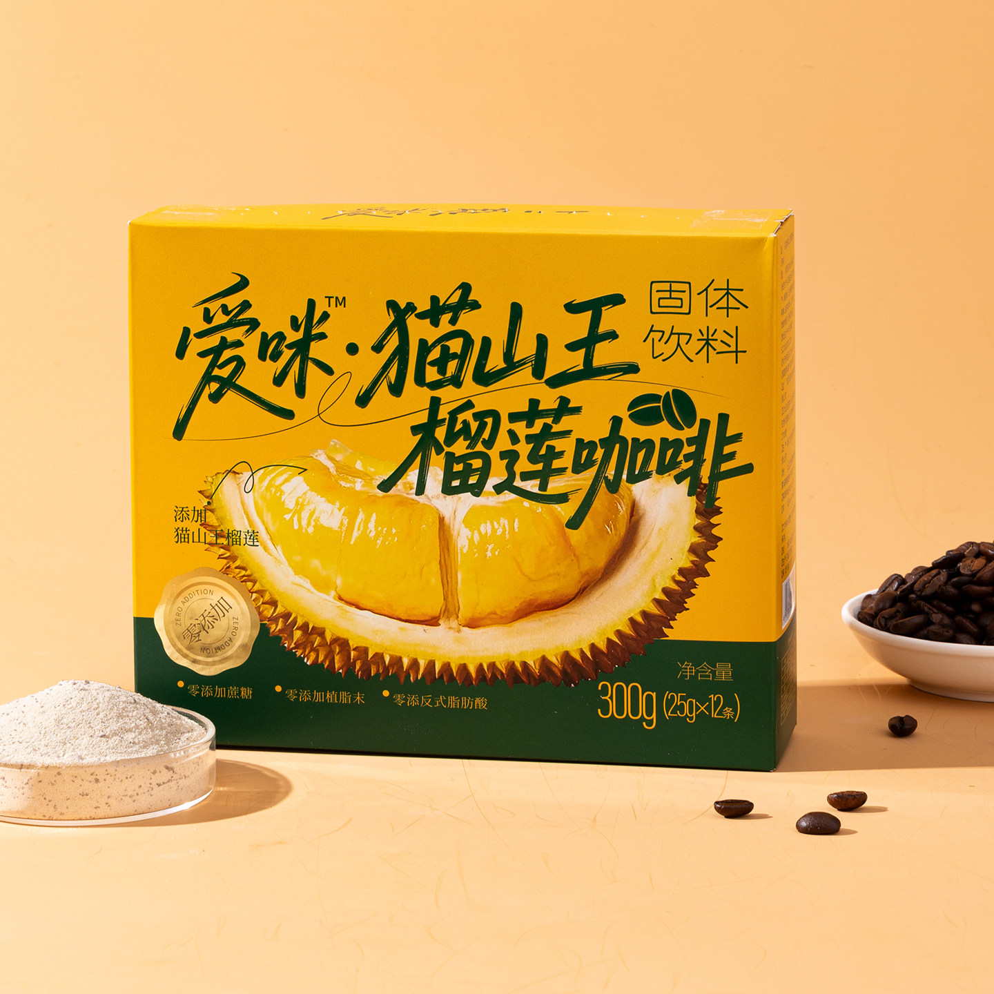 爱咪猫山王榴莲咖啡马来西亚进口速溶咖啡