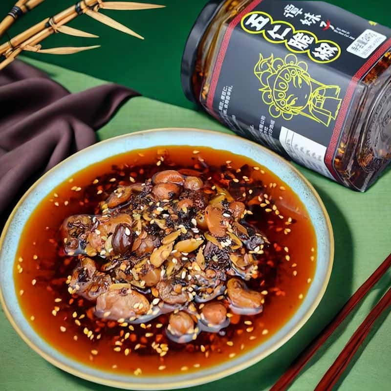 重庆石柱土特产谭妹子辣椒酱拌面酱油泼辣子香脆五仁脆椒240g即食