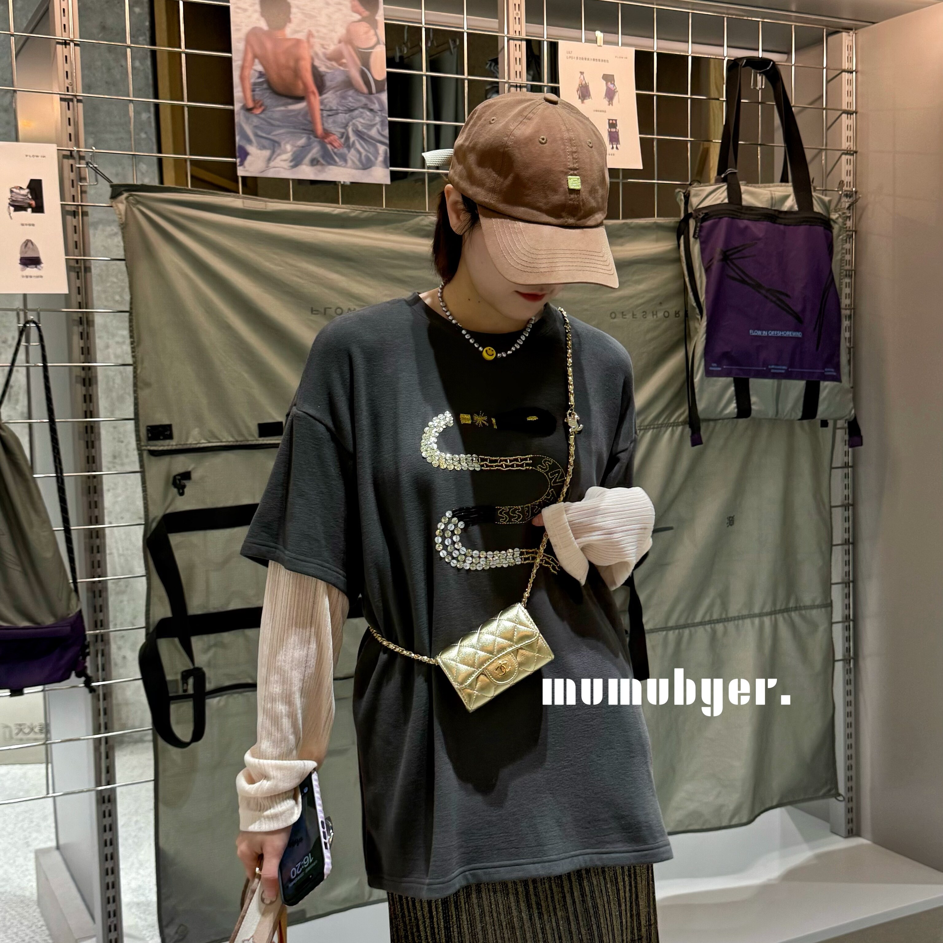 MUMUBYER •“蛇年2025”25早春新款重工订珠灵蛇假两件T恤