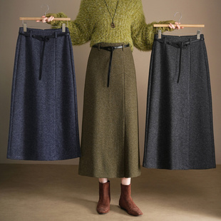 2025新款秋冬款时尚气质半身裙女百搭休闲厚款保暖毛呢直筒裙长裙