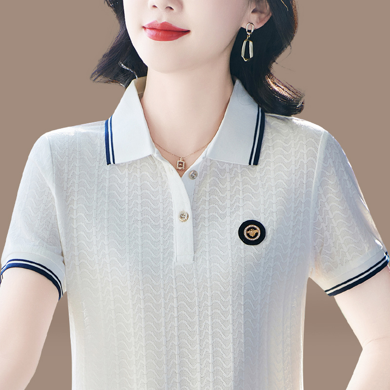 百搭短袖POLO衫女士翻领拼色简约休闲百搭T恤显瘦上衣夏季衣服潮
