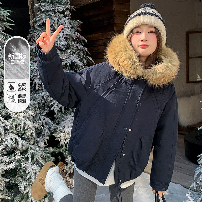 韩版大毛领派克羽绒服女2025冬季新款时尚气质加厚保暖白鸭绒外套,女装/女士精品,羽绒服,淘宝优惠券,粉丝福利购,淘宝优惠卷