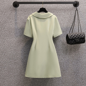 RM14709#大码女装2023夏季新款微胖妹妹褶皱遮肚显瘦减龄裙子女