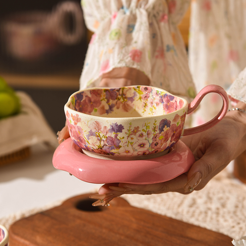 繁花似锦陶瓷小众下午茶咖啡杯碟