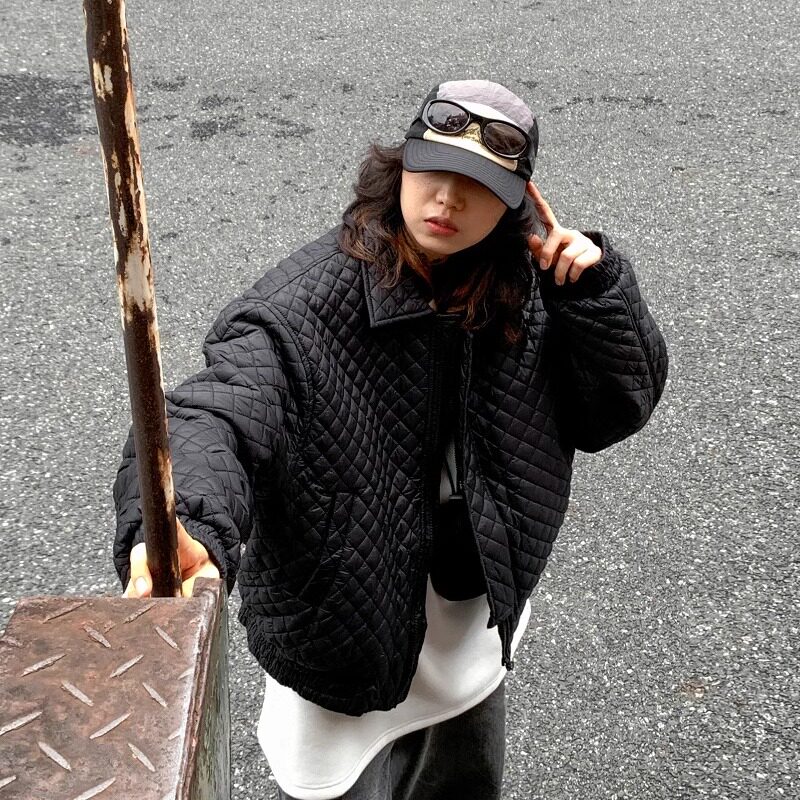 秋冬新款潮休闲港风宽松菱格加厚棉服XZ507-1MY8009P95大货备,男装棉衣,星座507-1