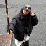 秋冬新款潮休闲港风宽松菱格加厚棉服XZ507-1MY8009P95大货备，男装棉衣，星座507-1