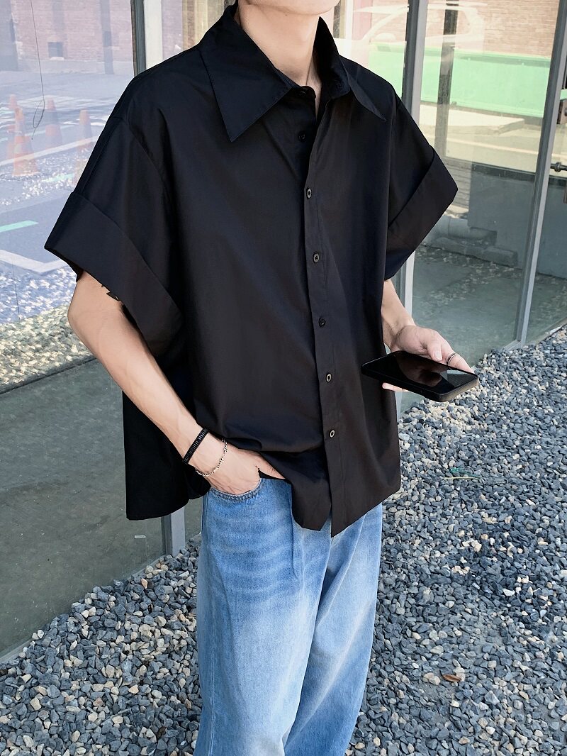 24设计款夏季小众美式复古宽松气质衬衣XZ507-1CS1061P55大货备，男装衬衫，星座507-1