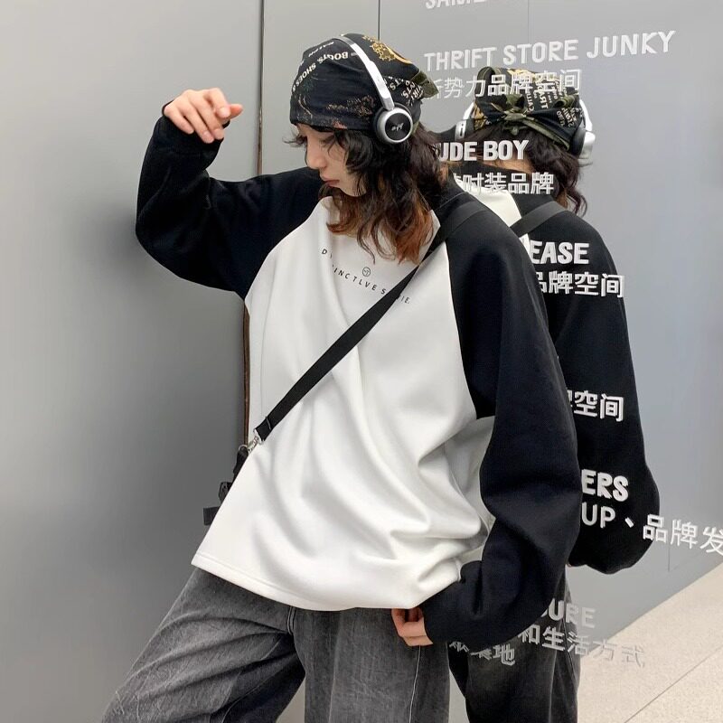 24宽松百搭插肩慵懒风加绒加厚卫衣XZ507-1WY6020P60大货备,男装卫衣,星座507-1