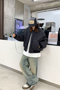 秋冬中性韩版宽松拉链设计款加厚棉服XZ507-1 MY8020 P120大货备图片