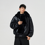 皮草围巾翻领可拆卸连帽靠街头棉服夹克XZ507-1MY8021P105货备，男装夹克，星座507-1