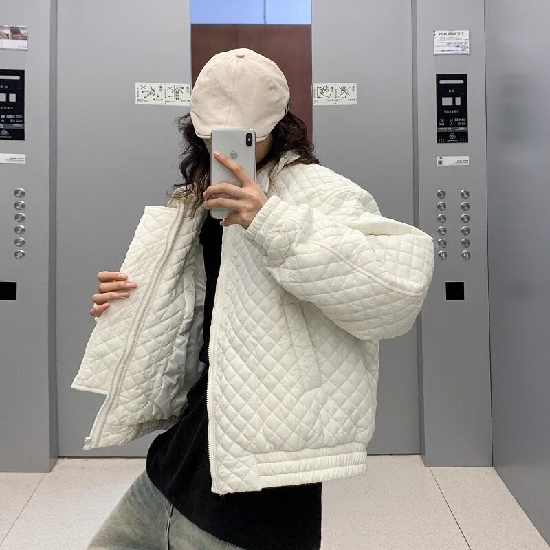 秋冬新款潮休闲港风宽松菱格加厚棉服XZ507-1MY8009P95大货备,男装棉衣,星座507-1