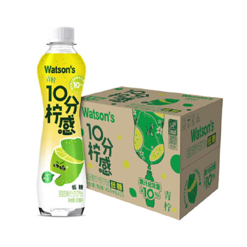 屈臣氏（Watsons）苏打汽水 青柠汁果味  气泡水饮料 420ml*15瓶 咖啡/麦片/冲饮 气泡水 原图主图