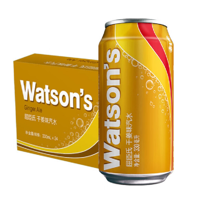 屈臣氏(watsons)苏打汽水 干姜风味330ml*24罐气泡水饮料整箱