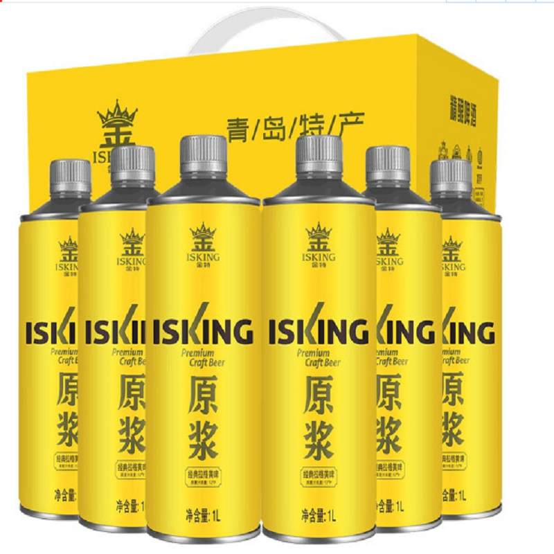 金特（ISKING）青島特產(chǎn) 金特原漿黃啤酒1L*6桶擰蓋裝禮盒裝