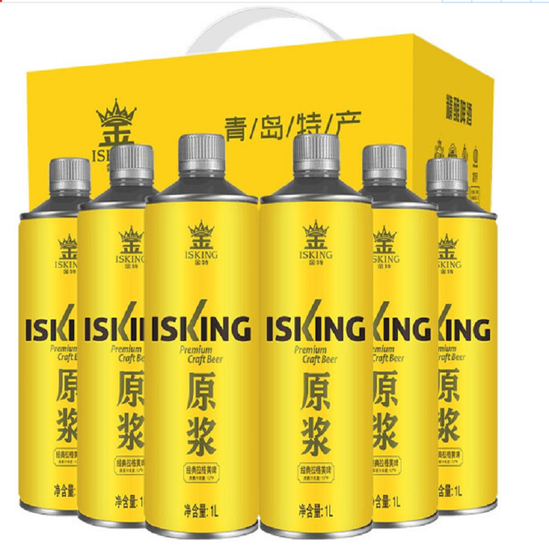 金特（ISKING）青岛特产金特原浆黄啤酒1L*6桶拧盖装礼盒装