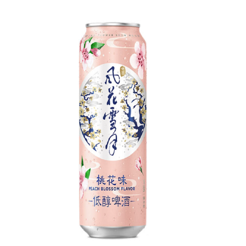 风花雪月啤酒 桃花味低醇果味酒 500ml*12罐 整箱装