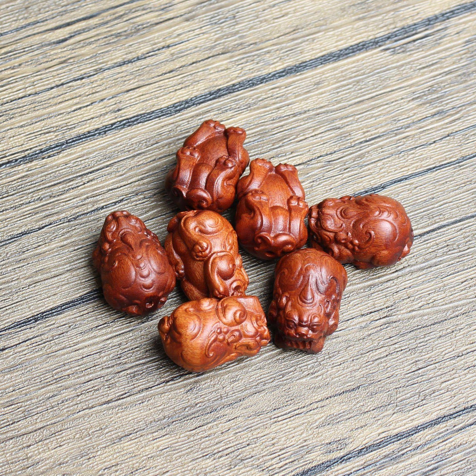 雷击木枣木木雕元宝貔貅diy手把件钥匙扣背包挂件吊坠饰品配件